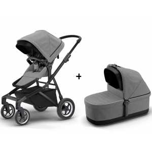 Kočárek s korbičkou Thule Sleek Grey Melange on Black 2020