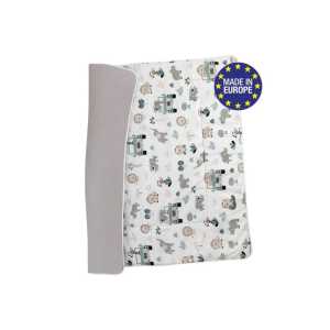 Bomimi Hrací deka 120x120, bavlna, oboustranná pojízdná zoo, šedá